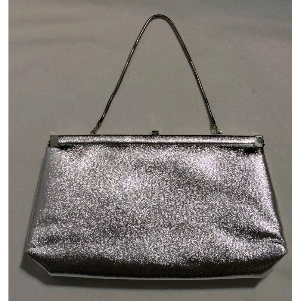 Vintage After Five Silver Lame Convertible Handbag Convertible Clutch & Coin Set